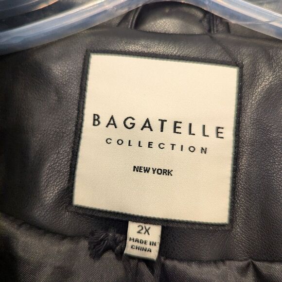 New Bagatelle Faux buttery soft patch black Leather belted Long Trench Coat Sz M - Picture 11 of 16